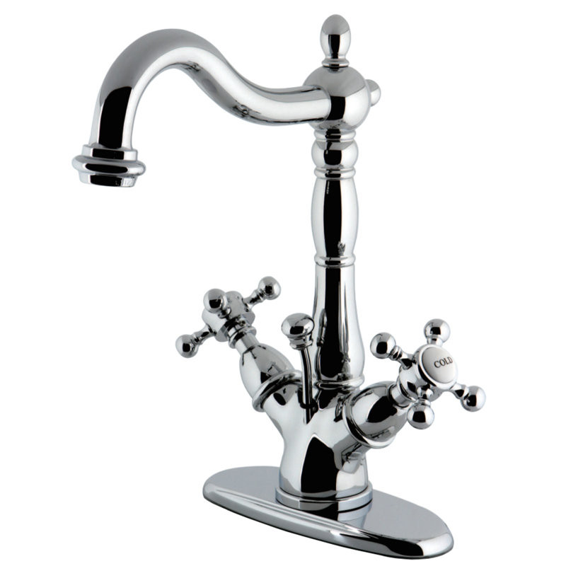 Robinet de salle de bain à fixation sur comptoir à deux ou trois poignées en laiton Kingston, Chrome poli