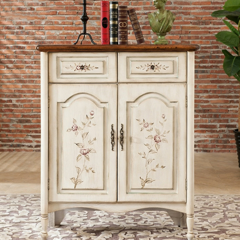 White Solid + Manufactured Wood Shoe Storage Bench