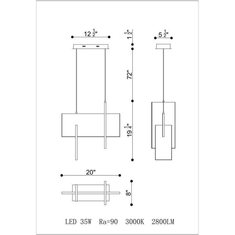 Lustre suspendu intégré 20 po Coburg