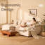 Canapé modulaire 108 po, canapé modulaire à assise profonde avec repose-pieds Cloud, canapé rembourré en lin pour salon et appartement, beige-2001255464-2001255466