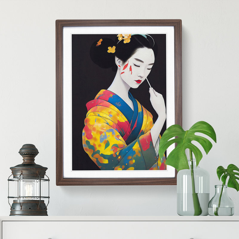 Drip Geisha No.5 - Framed Print, 34cm H x 25cm W x 2cm D, Walnut 