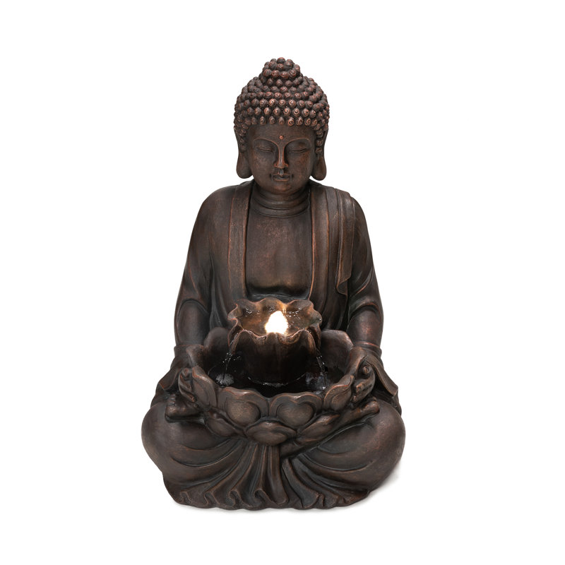 Sanavi Weather Resistant Fountain with Light, 23.25" H x 14.5" W x 12.5" D