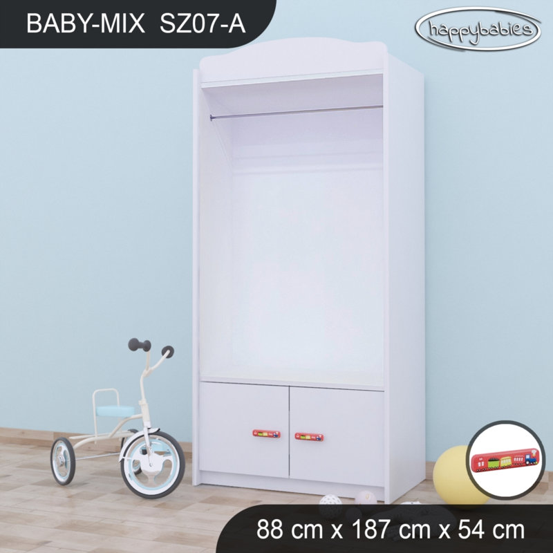 2 Door Wardrobe, White/Red