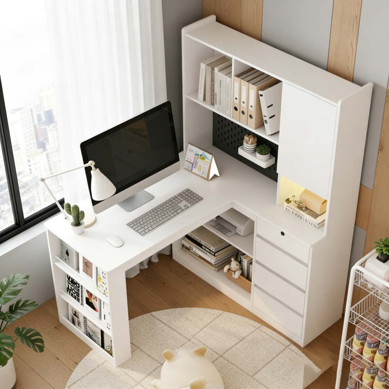 Bureau en L, Blanc 3