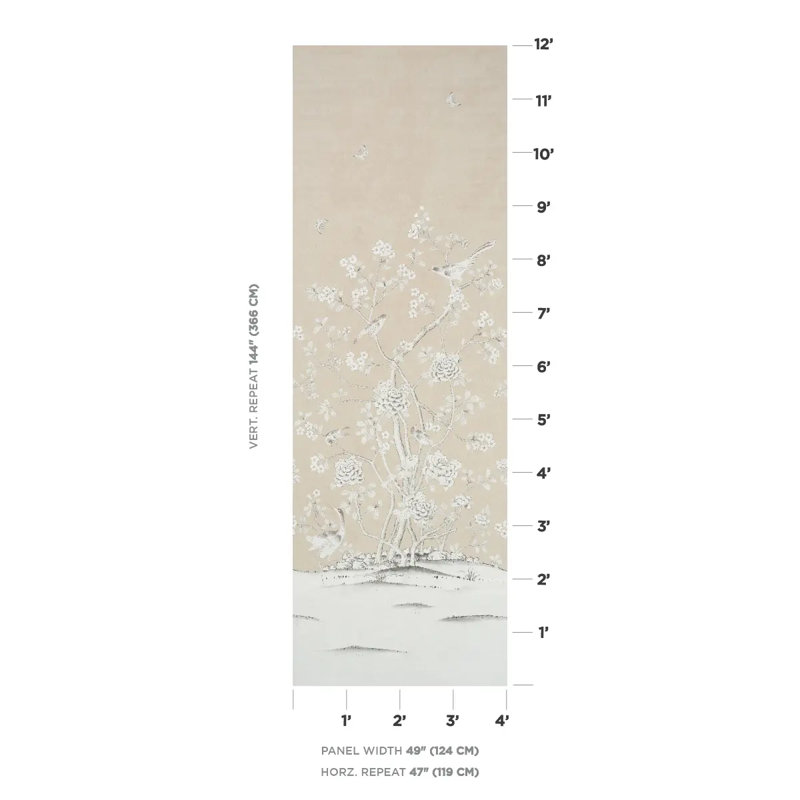 Schumacher x Mary McDonald Chinois Palais Vinyl Panel, Stone