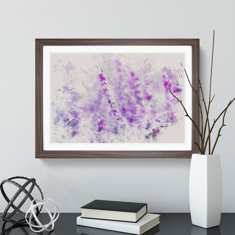 Purple Heather - Single Picture Frame Print on Wood, Walnut Framed, 36cm H x 48cm W x 2cm D