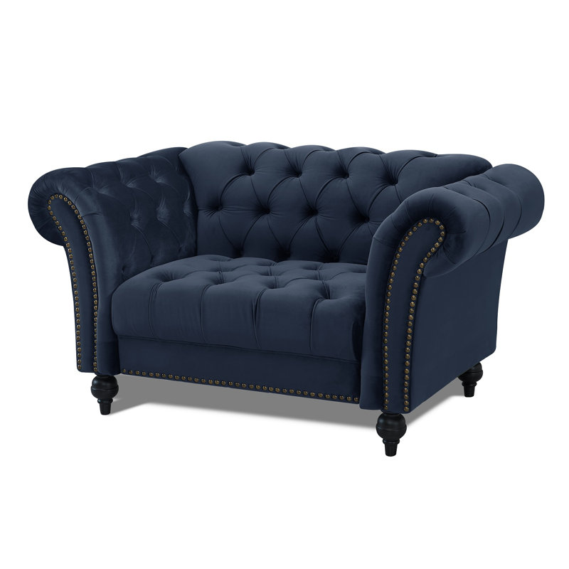 Dahlstrom 1 Seater Velvet Loveseat, Midnight Blue