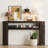 Rustic Console Table with Fluted Legs – Farmhouse Entryway Sofa Table, Vintage Oval Hallway Accent, Ash Veneer Top & Glaze Finish, Open Shelf-1910117933