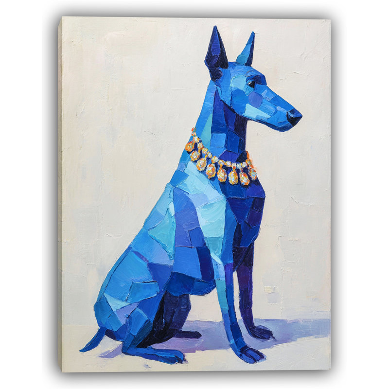 Abstrait, art mural bleu sur toile tendue, H 40 po x l 30 po