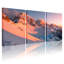 Scénario et paysages urbains, coucher de soleil sur la montagne, neige, sommets, nuages, réflexion du ciel, ensemble de 3 impressions sur toile-880620881
