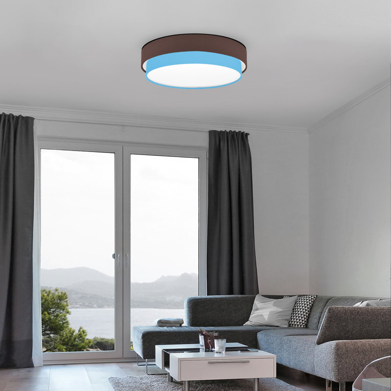Avory Fabric Flush Mount, Brown / Turquoise