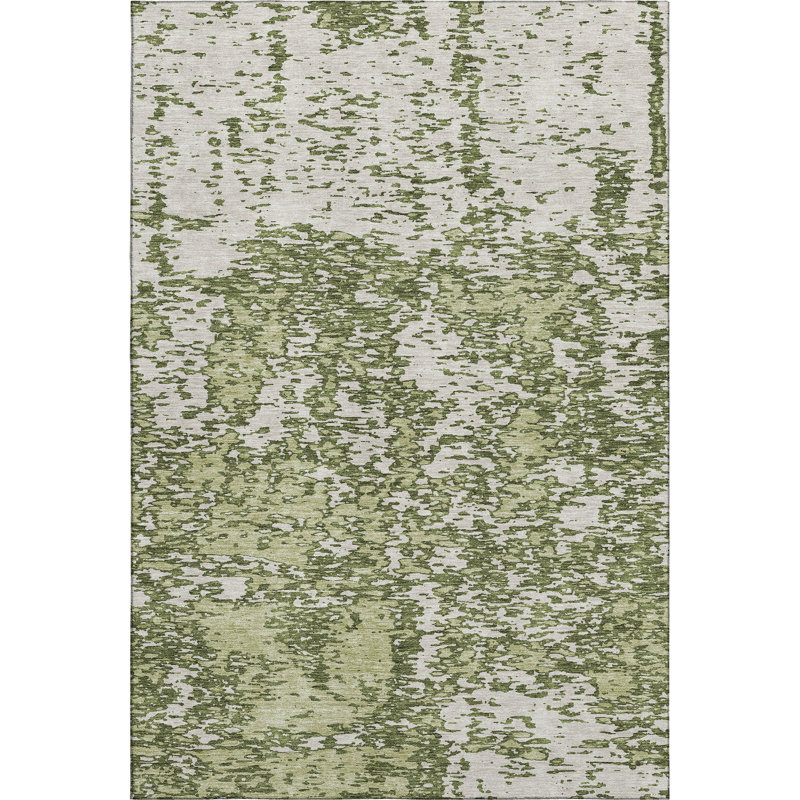 Premium Machine Washable Prisco Olive Rug, Rectangle 10' x 14'