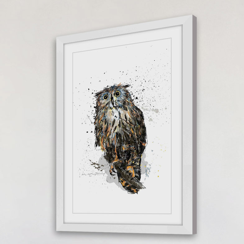 Hibou Owl Framed Canvas Print, 16" x 24"