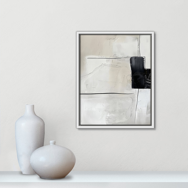 «Neutral Balance I Print» par Lazar Studio, L 12,5 po x H 15,5 po, Toile avec cadre, Flotteur blanc