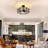 3-Light Farmhouse Drum Black Caged Semi Flush Mount