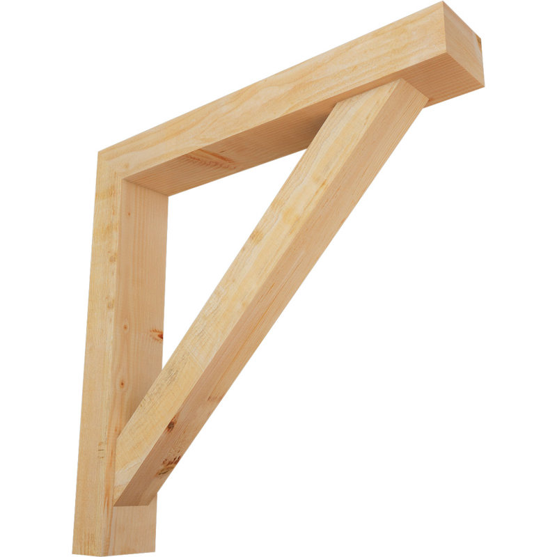 Traditional Block Bracket w/ Offset Brace, 38 x 38, 6"W Douglas Fir (Rough Sawn)