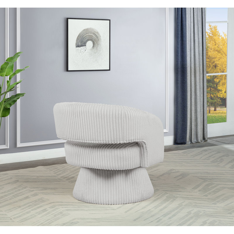 Fauteuil demi-tonneau rembourré pivotant, Velours gris clair