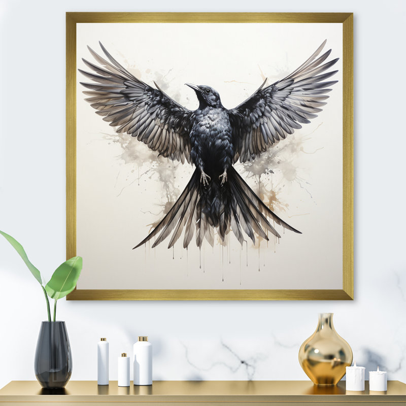 Grey Flight Of Grace II - Animals Canvas Art Print, Cadre doré à une seule photo, H 36 po x l 36 po x P 1,5 po