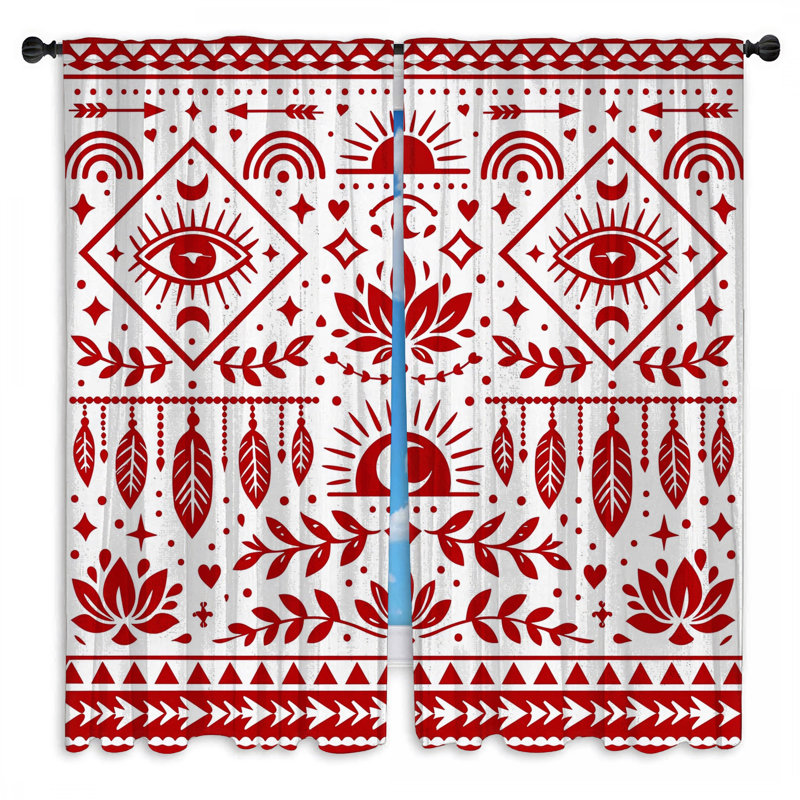 Rideaux de fenêtre Red Bohemian, 80in x 61in - 2 panels, Room Darkening