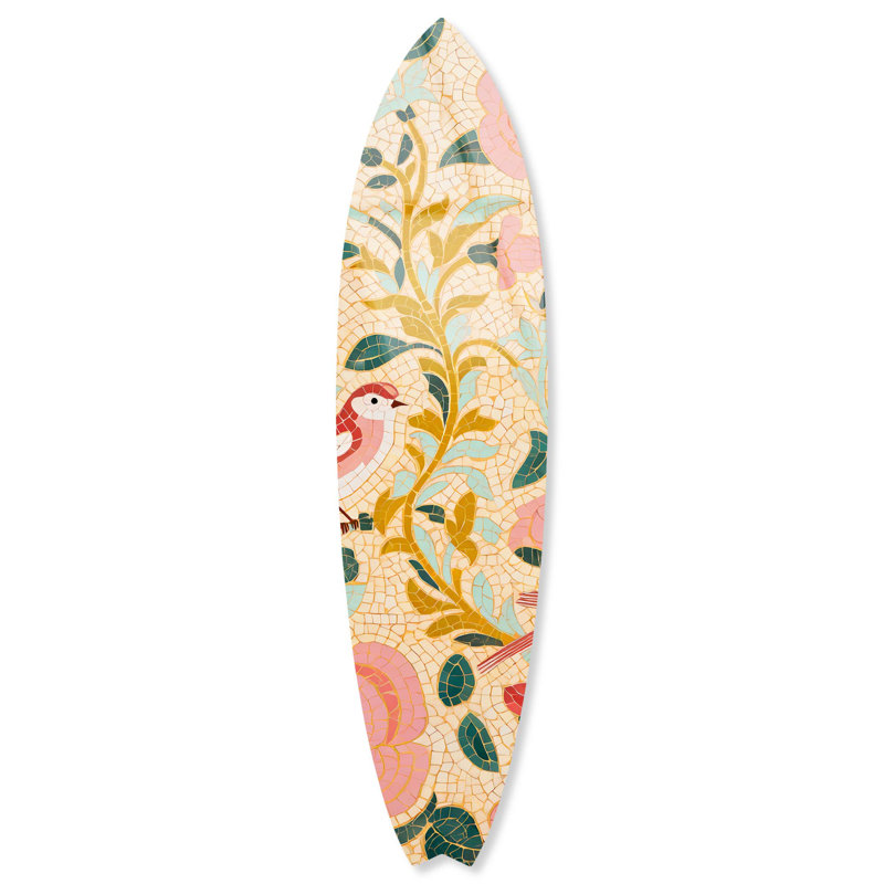 «Soft Blooming II», planche de surf en acrylique par Notoriart, Doux floraison II