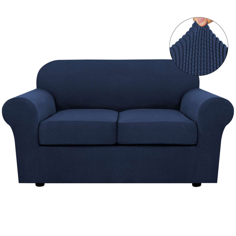 Housses de canapé extensibles 3 pièces lavables à la machine avec 2 housses de causeuse pour coussins de salon 1 housse de base et 2 housses de coussin en tissu jacquard plus épais