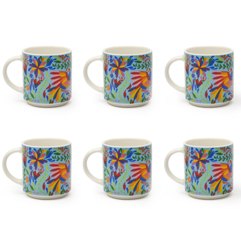 Mexican Flowers Porcelain Espresso Cup