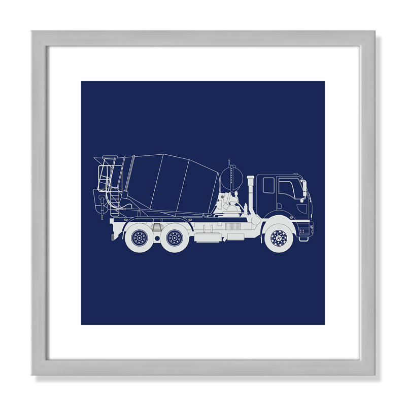Trucks Trucks 1 Framed Art, 16" H x 16" W x 1.18" D, Silver Box Framed