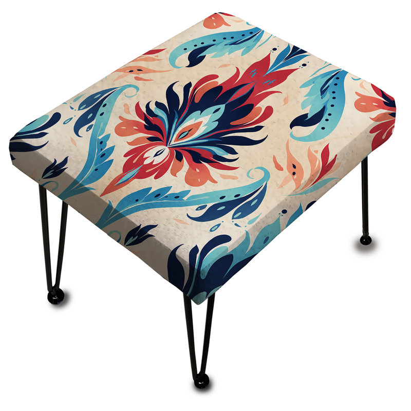 Rouge et bleu Tribal Ikat Harmony - Repose-pieds rectangulaire Ikat