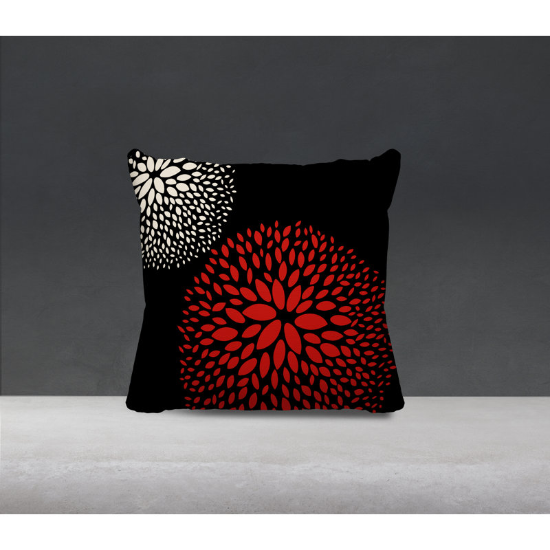 Housse et insert de coussin décoratif intérieur / extérieur Bavière, H 19 po x l 19 po, Rouge / noir / crème