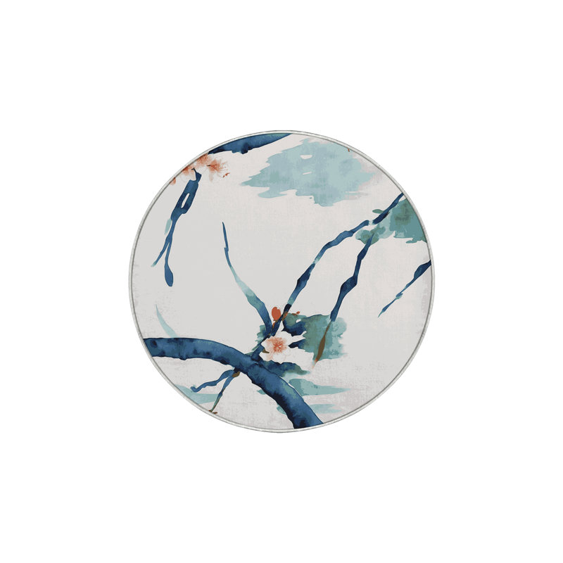 Machine Washable Green Area Rug, Round 5'