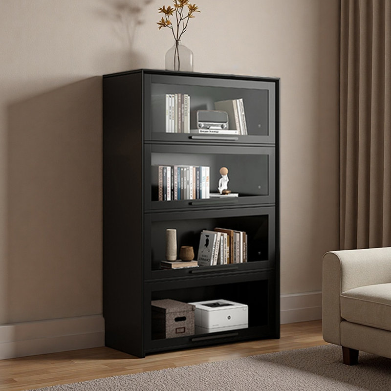 Bibliothèque de rangement noire Luxury Style, (4 tablettes) H 60,24 po x l 31,5 po x P 12,2 po