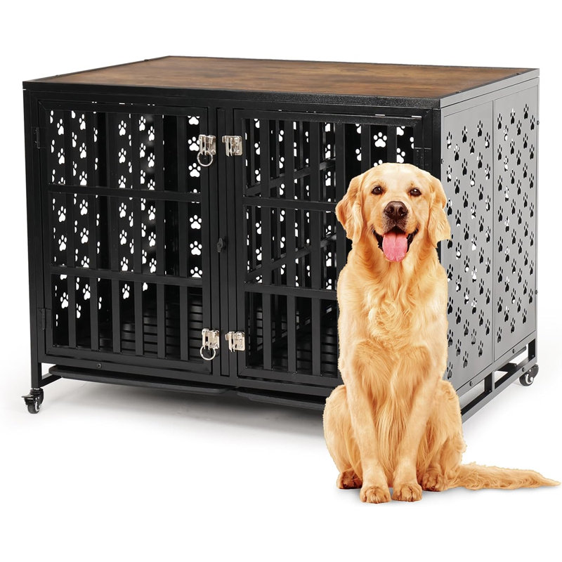 Evanee Stainless Steel Dog House, 33" H x 43.3" W x 29.1" D