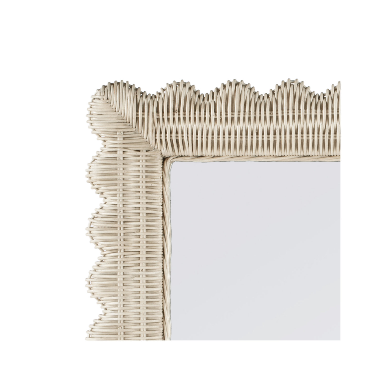 Lacie Scalloped Rattan Floor Mirror, Off-White
