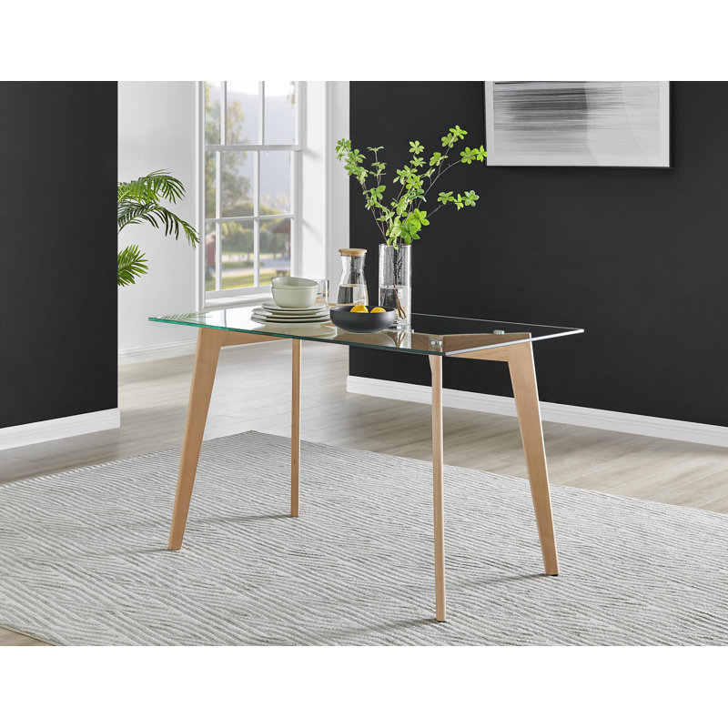4 - Person Dining Set, Light Brown, Black/Silver