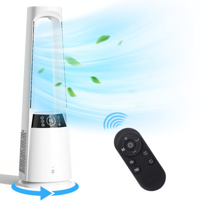 40" Bladeless Tower Fan with Remote, Quiet Cooling Air Circulator with 70° Oscillation, 12 Speed