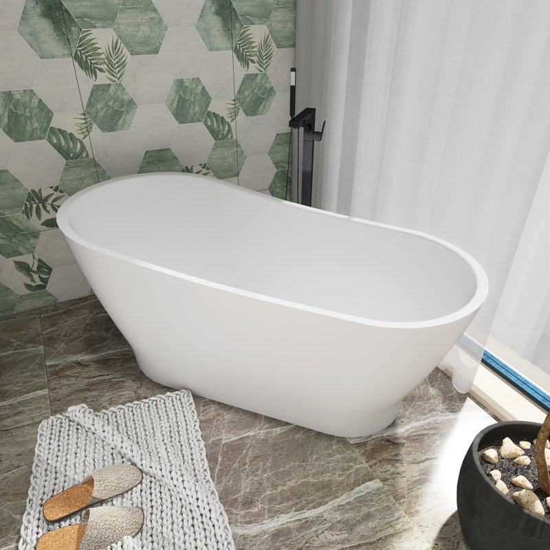 Baignoire de trempage autoportante en acrylique 63 po. X 32 po. Blanche