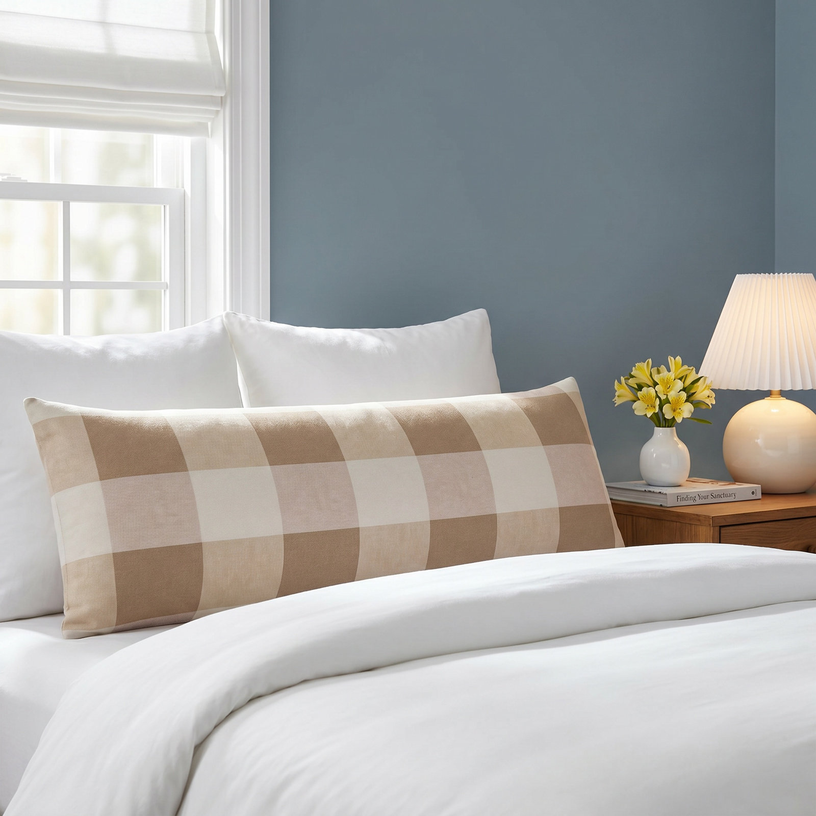 Margaux Checkered Lumbar Throw Pillow, Polyester/Polyfil