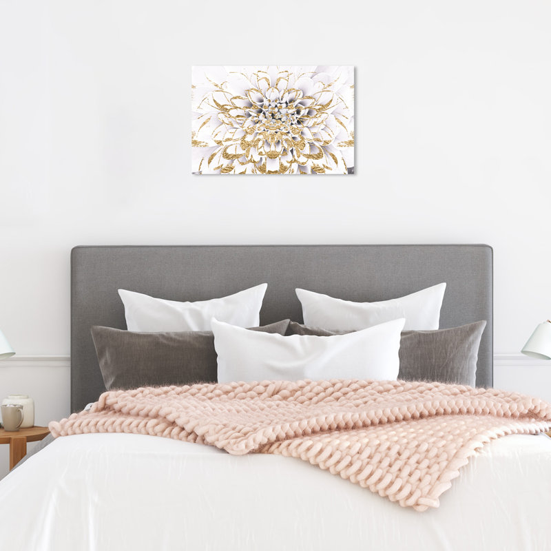 Tirage d’Art graphique « Floralia Blanc », 16" H x 24" L x 1,5" D, Toile
