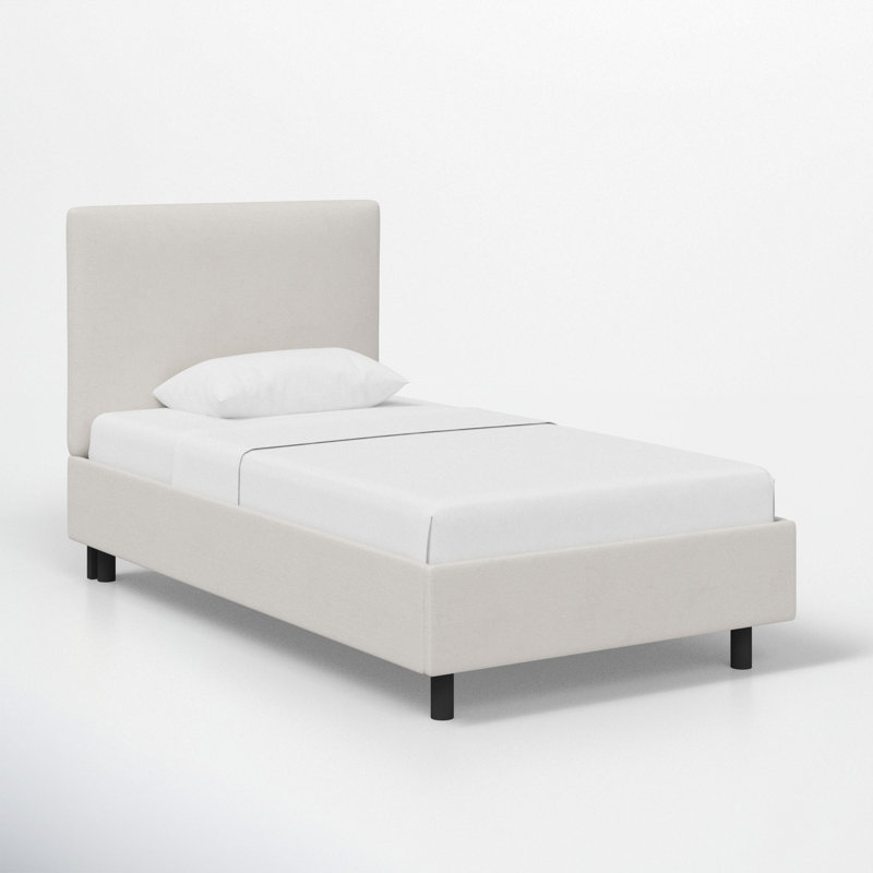Lit plateforme Sawyer, Double, Velours classique, gris clair