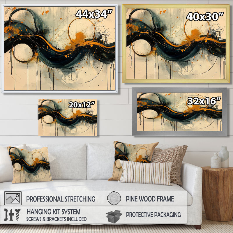 Omelien - Abstract Large Wall Decor, 30" H x 40" W, Wrapped Canvas, Does Not Apply