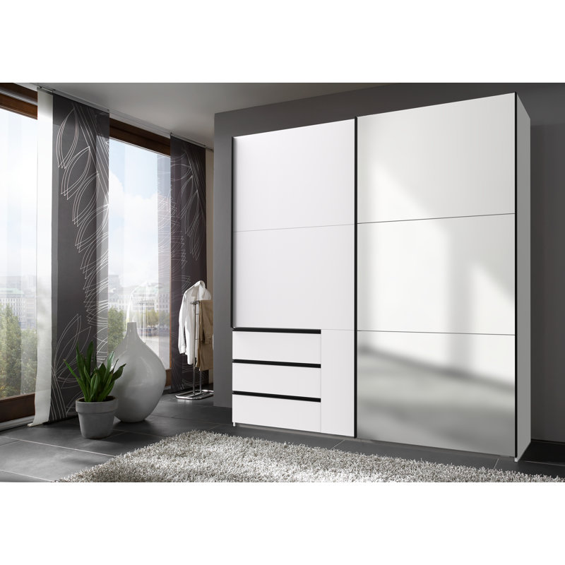 Guardino 2 Door Wardrobe, White, 236cm H x 200cm W x 65cm D