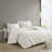 3 Piece Elastic Embroidered Cotton Comforter Set White-114529054