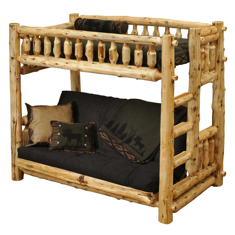 Lit superposé Fireside Lodge Cedar - futon / simple - échelle gauche - rétro, Finition rétro