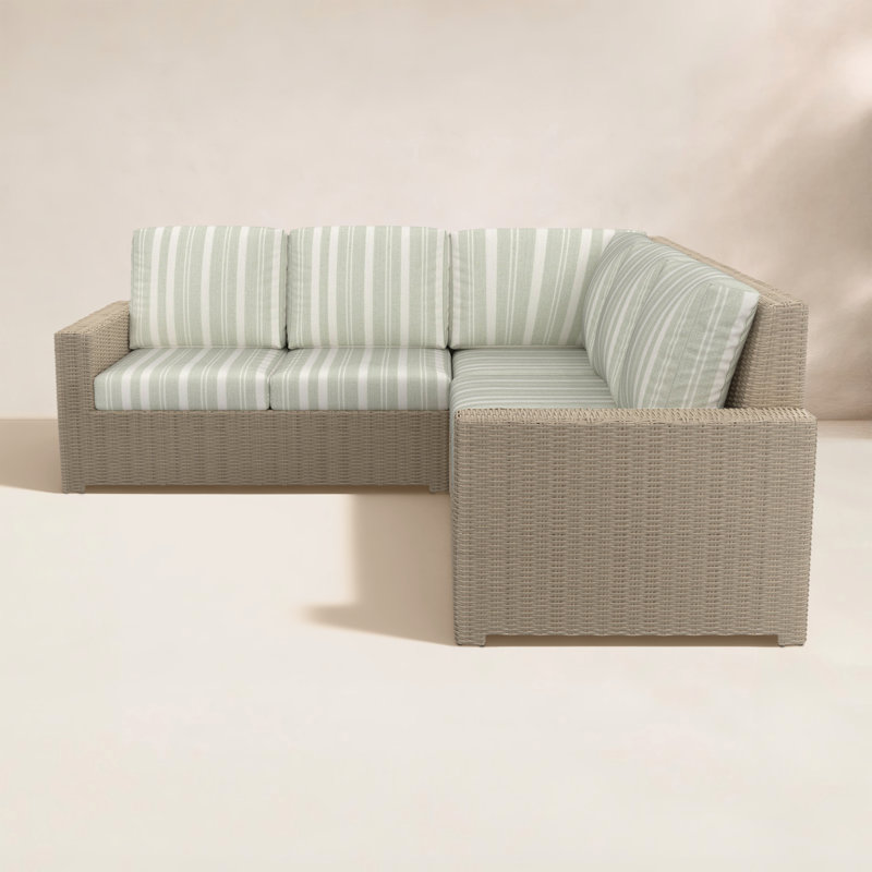 Ensemble de conversation modulaire d'extérieur Henri avec coussins Sunbrella, Tranquil Sage
