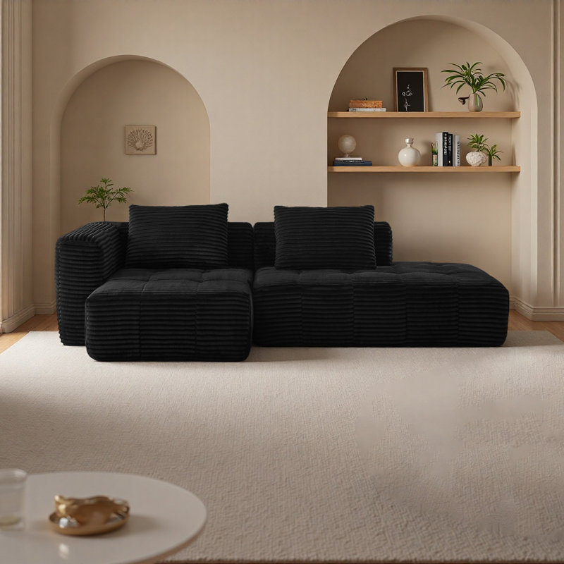 L-Shape Modular Compressed Couch,Cloud Sectional Sofa With Chaise Lounge,No Assembly Required,Upholstered Oversized Couches For Living Room,Apartment