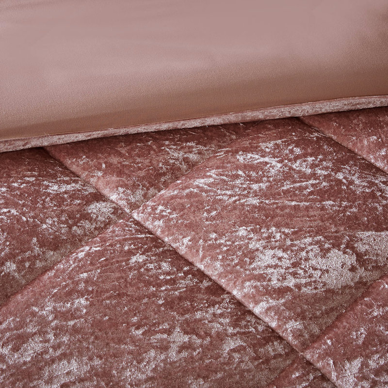 Housse de couette en velours rosé pour lit simple / simple TG avec surface et coussin décoratif en microfibre, Rosé