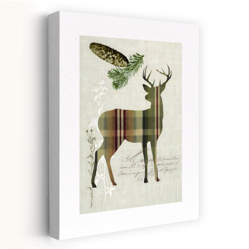 «Woodland Plaid I Abstract Vintage Forest Landscape», art mural, H 60 po x l 40 po
