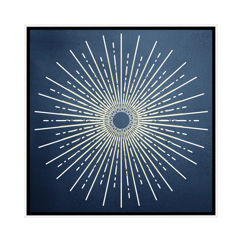Blue Burst 1 Piece Single Picture Frame and Floater Frame Wall Art on Canvas, 66.04 cm H x 66.04 cm W, White