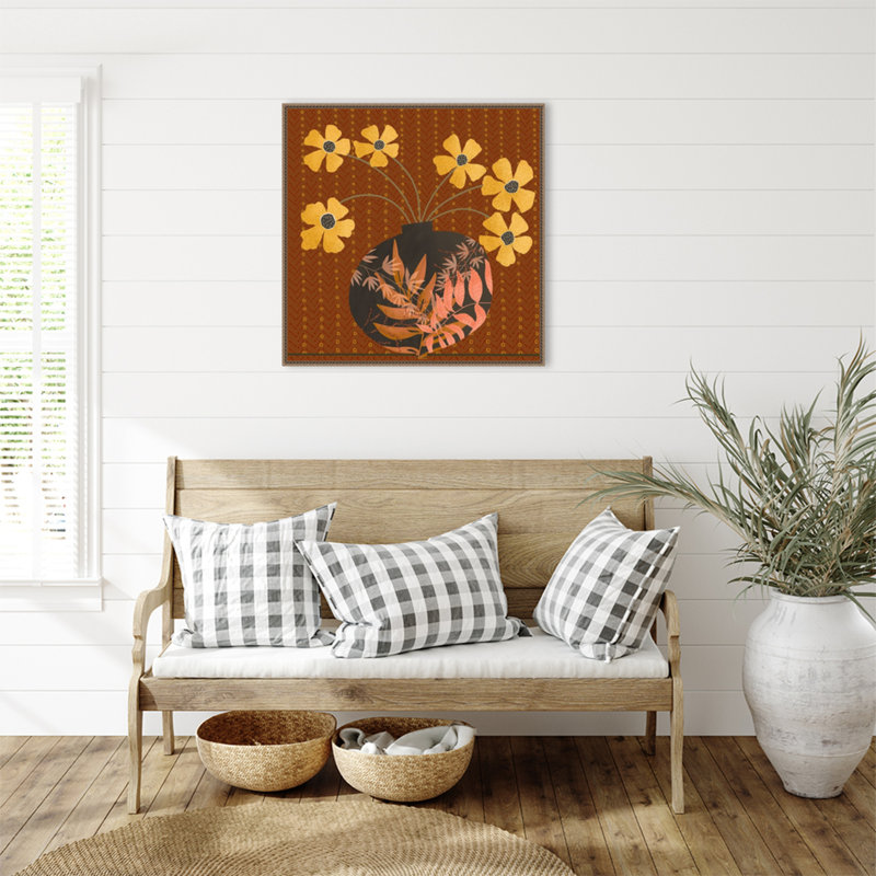 «Autumn Flower Vase I» par Regina Moore, reproduction d'art sur toile encadrée, H 30 po x l 30 po