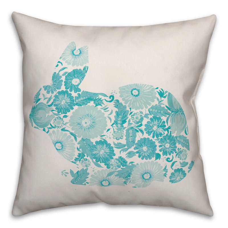  Coussin Floral, Polyester / Bourre en polyester, 20 po x 20 po, Bleu sarcelle